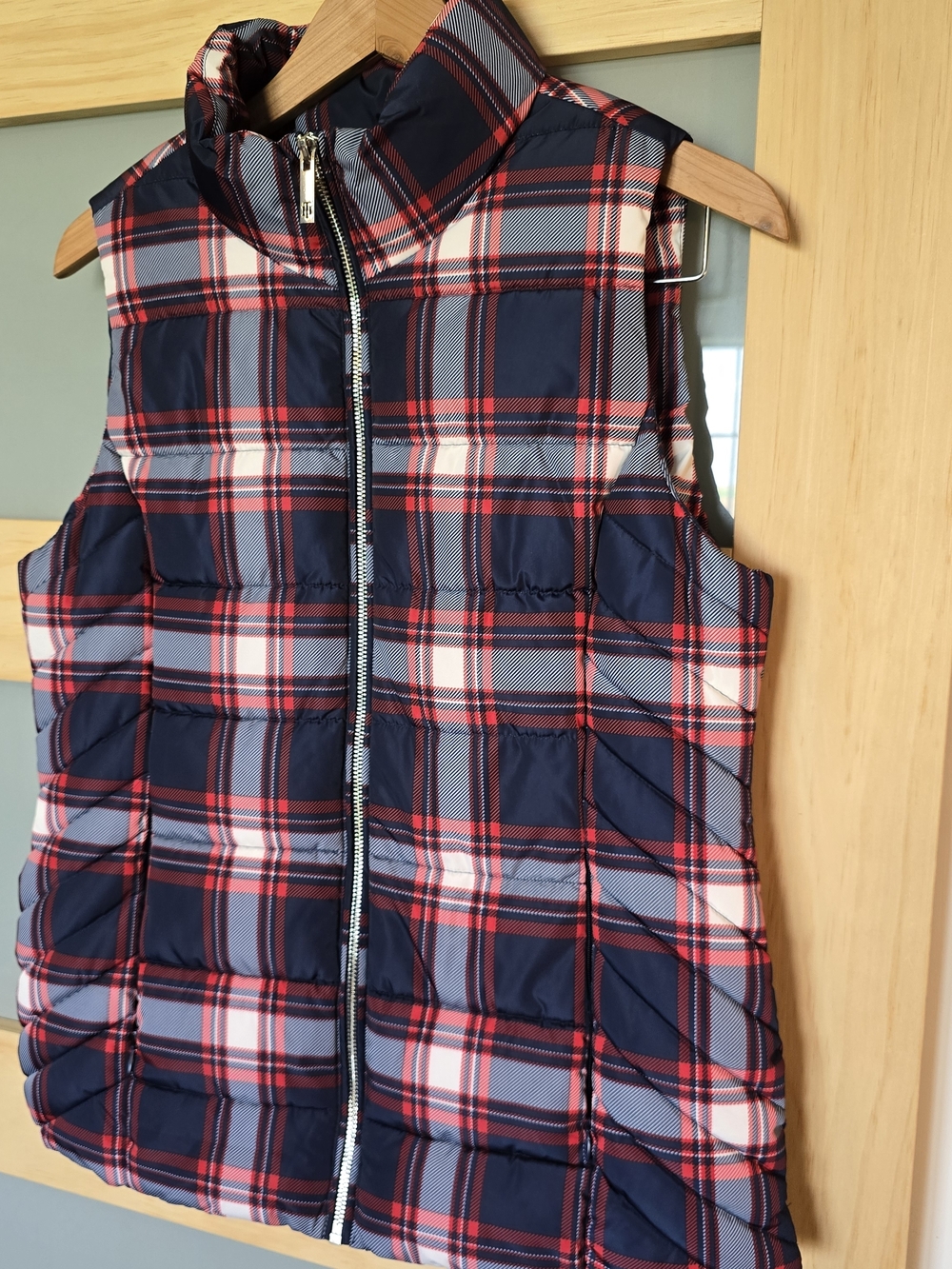 Tommy Hilfiger Navy, Red & Cream Plaid Puffer Vest